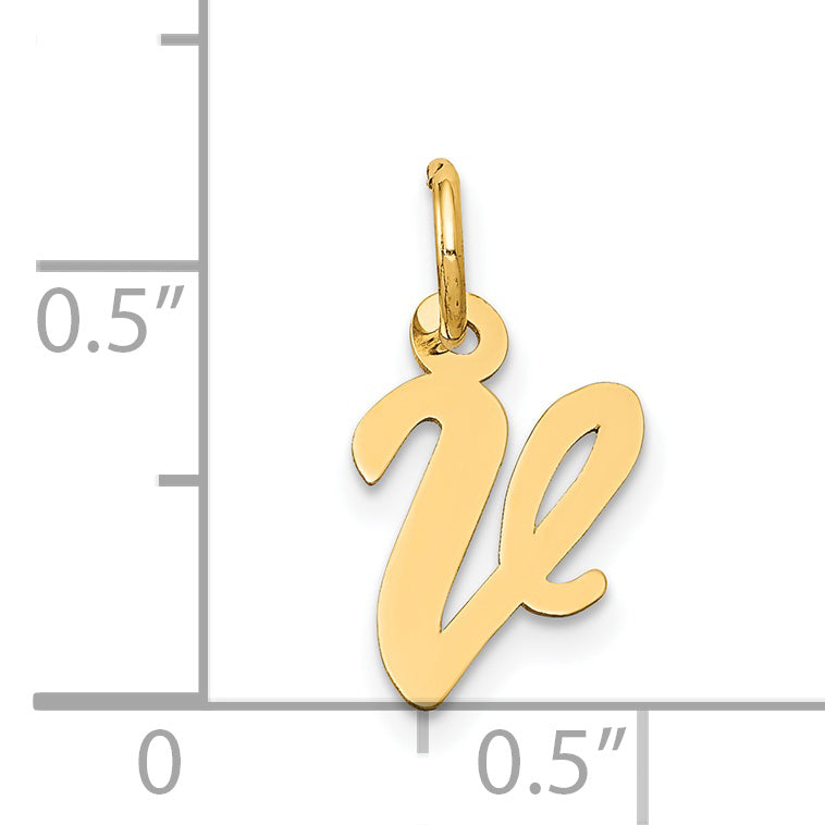 14k Yellow Gold 14k Small Script Letter V Initial Charm