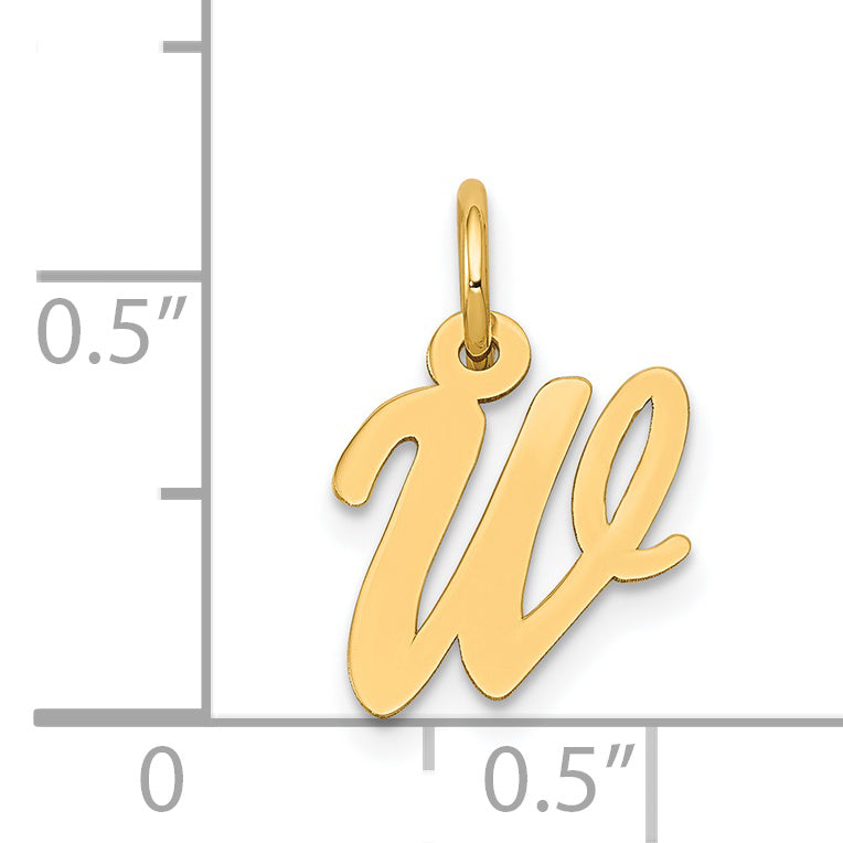 14k Yellow Gold 14k Small Script Letter W Initial Charm