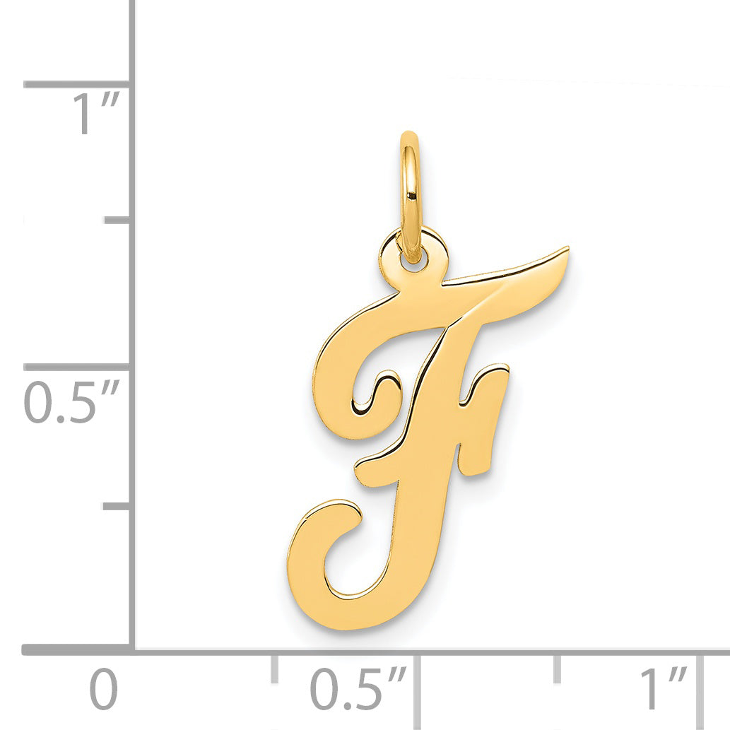 14k Yellow Gold 14k Medium Script Letter F Initial Charm