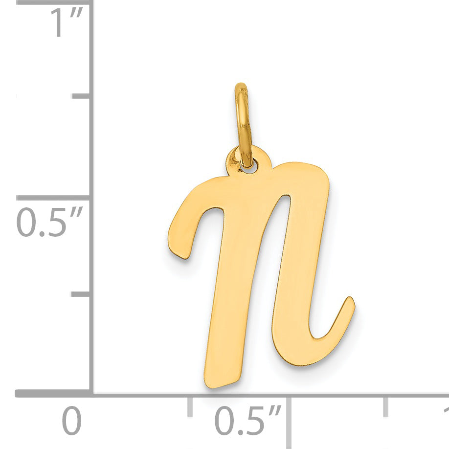 14k Yellow Gold 14k Medium Script Letter N Initial Charm