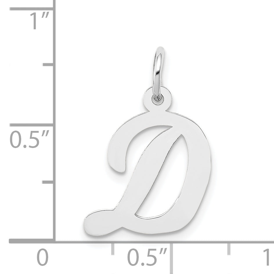 14k White Gold 14k White Gold Medium Script Letter D Initial Charm