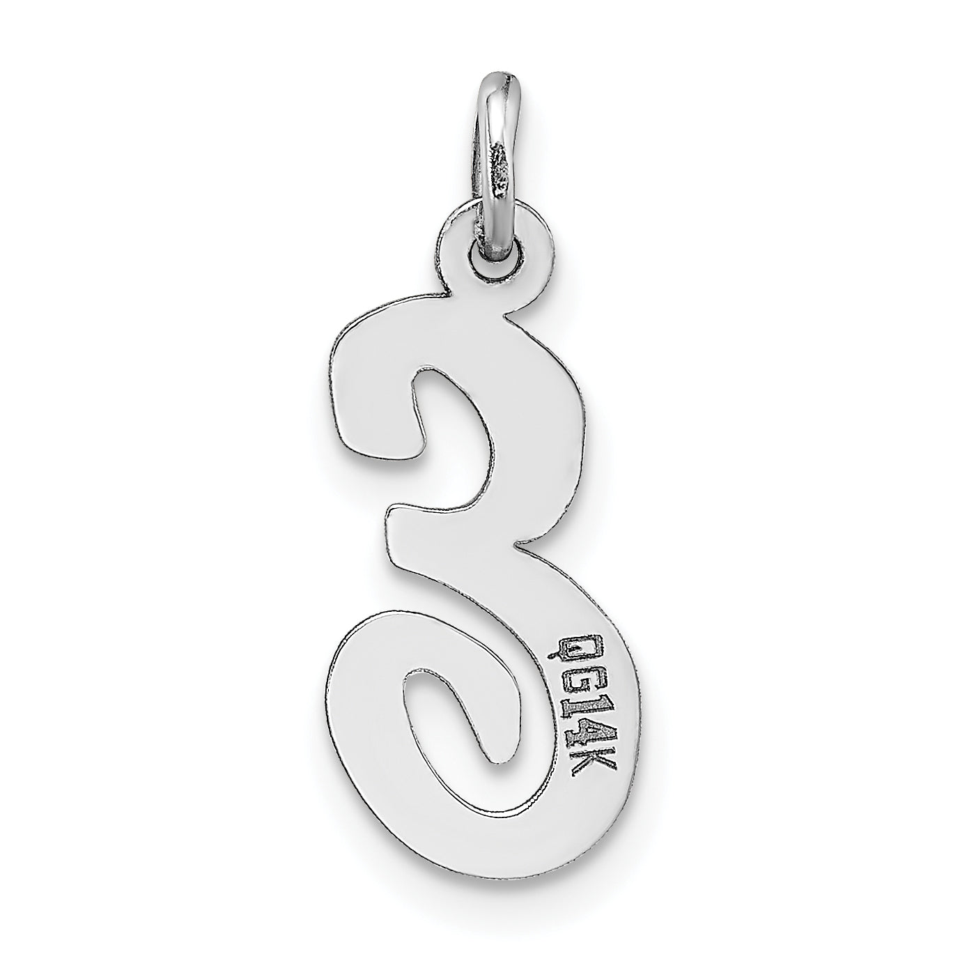 14k White Gold 14k White Gold Medium Script Letter E Initial Charm