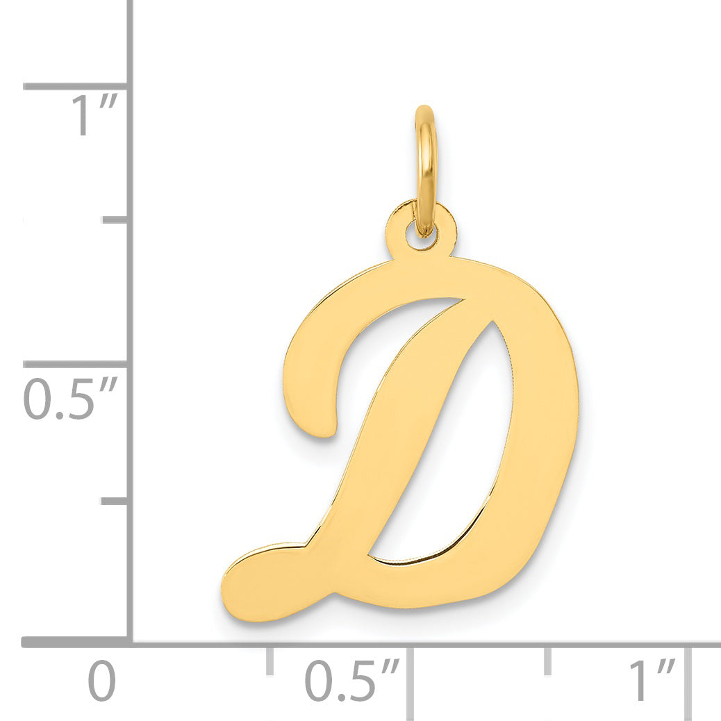 14k Yellow Gold 14k Large Script Letter D Initial Charm