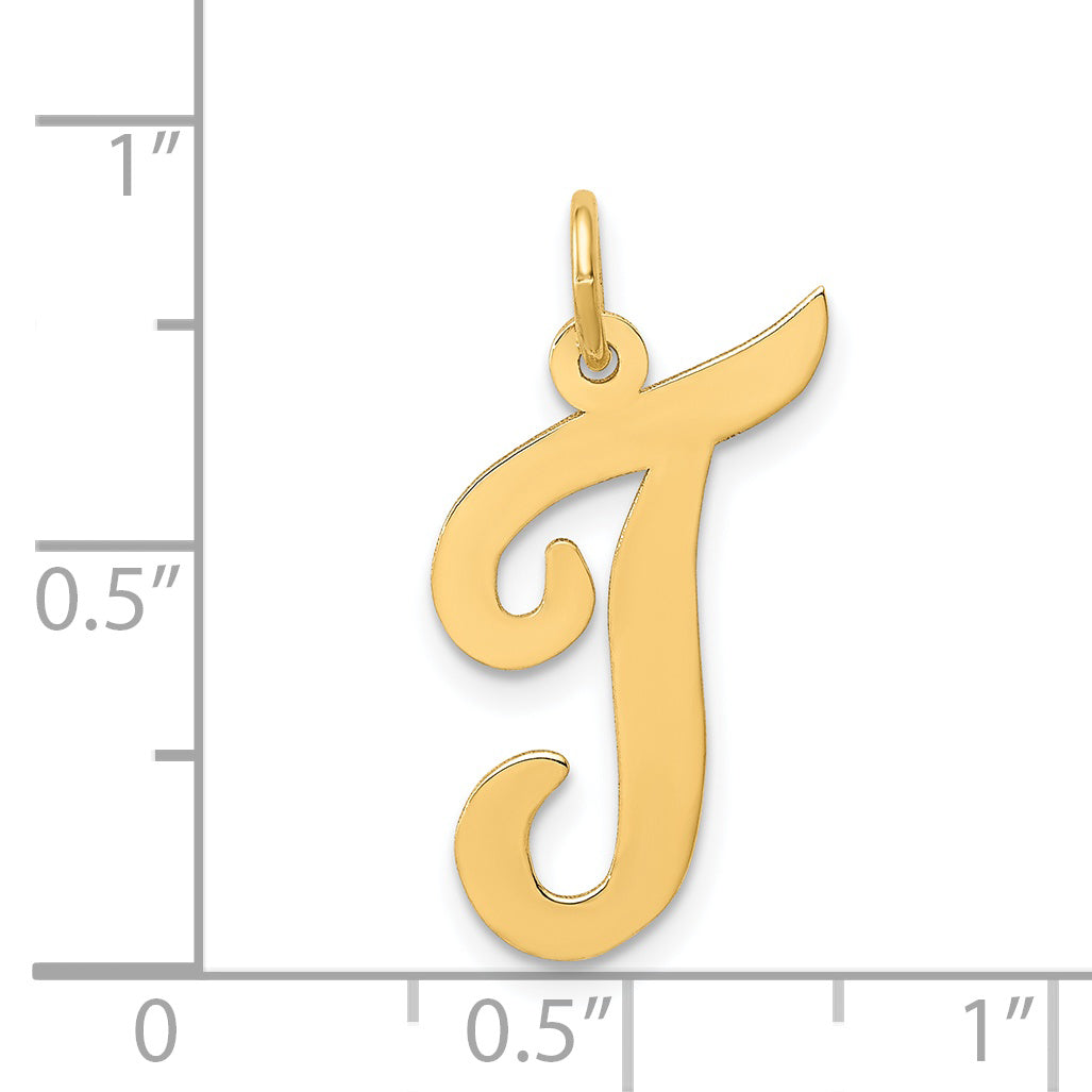 14k Yellow Gold 14k Large Script Letter T Initial Charm
