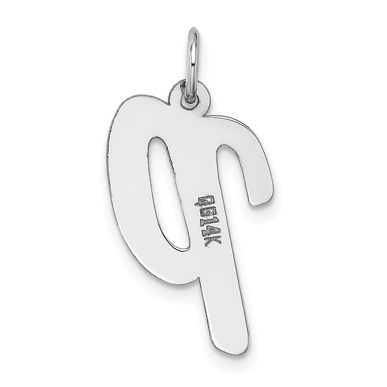 14k White Gold 14k White Gold Large Script Letter P Initial Charm