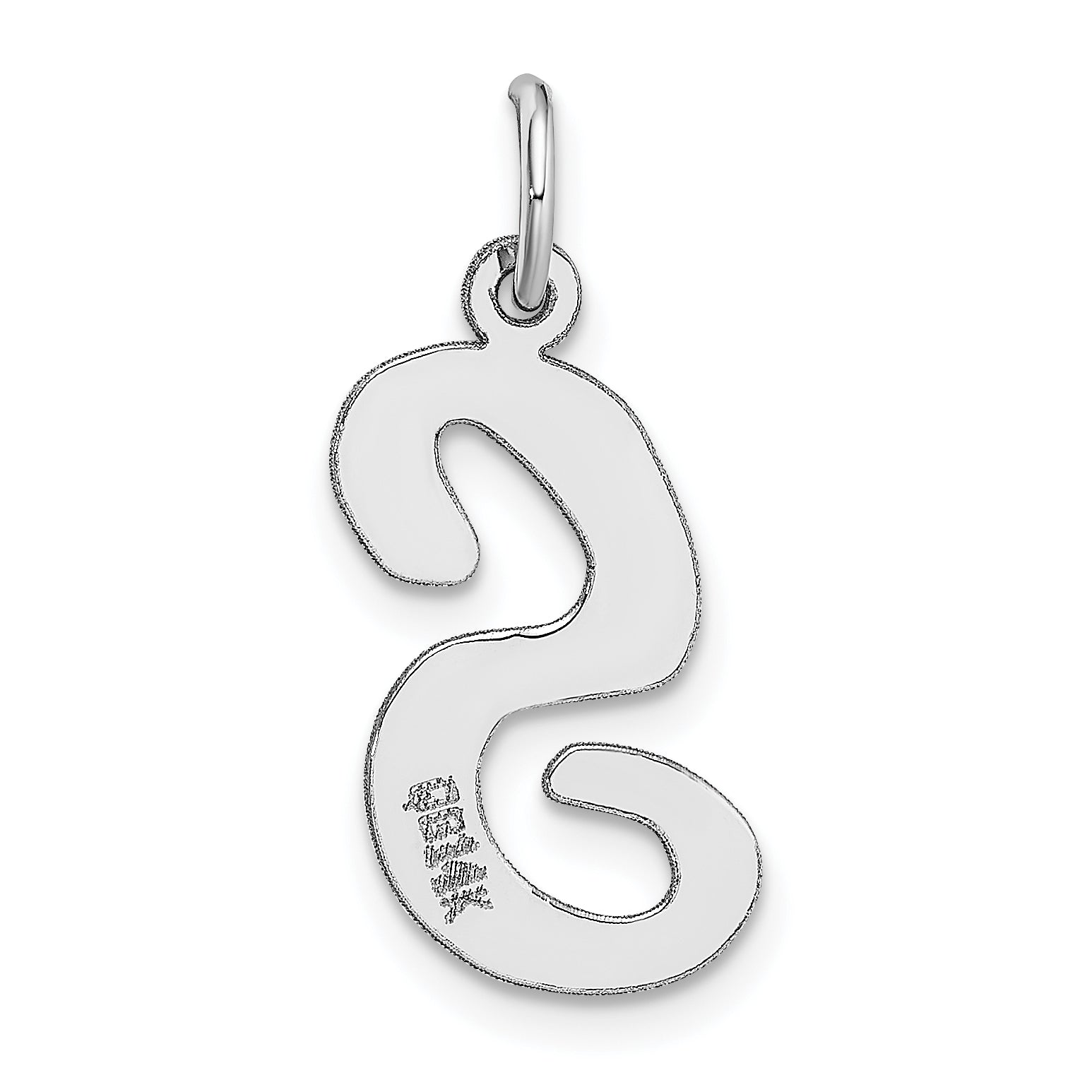 14k White Gold 14k White Gold Large Script Letter S Initial Charm