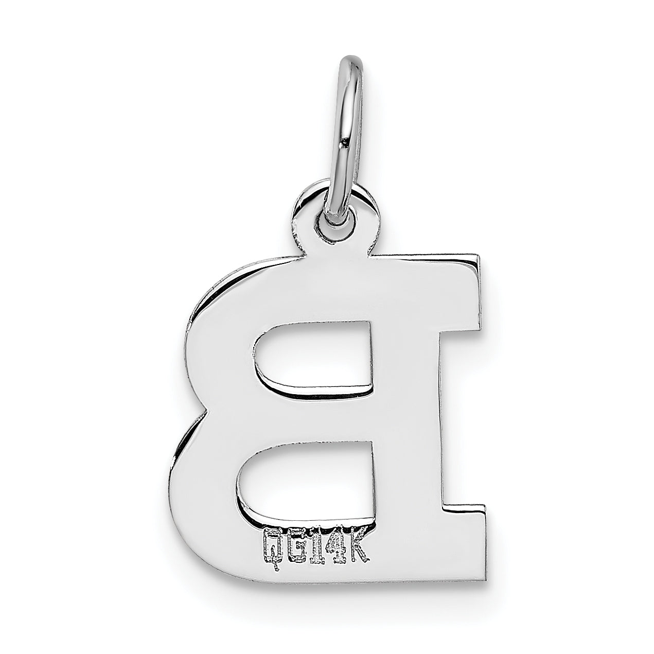 14k White Gold 14KW Small Block Letter B Initial Charm