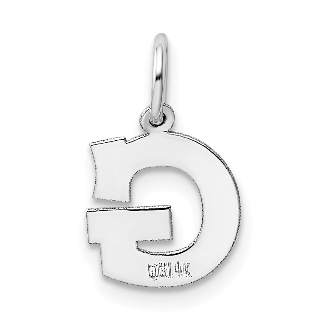 14k White Gold 14KW Small Block Letter G Initial Charm