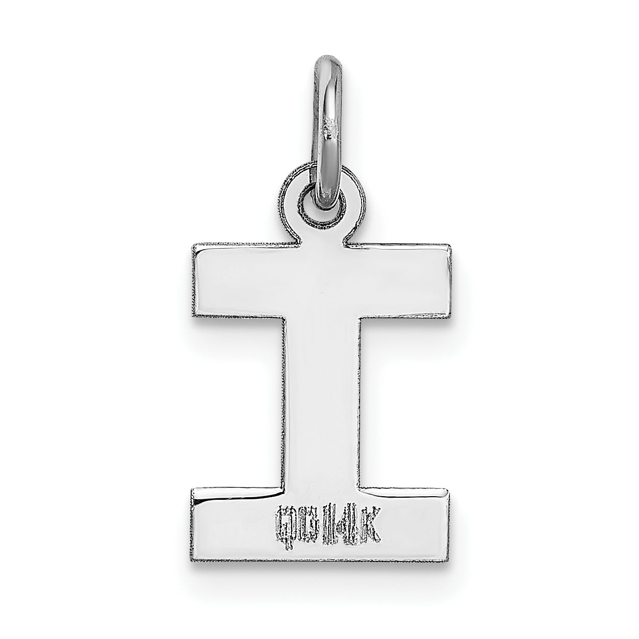 14k White Gold 14KW Small Block Letter I Initial Charm