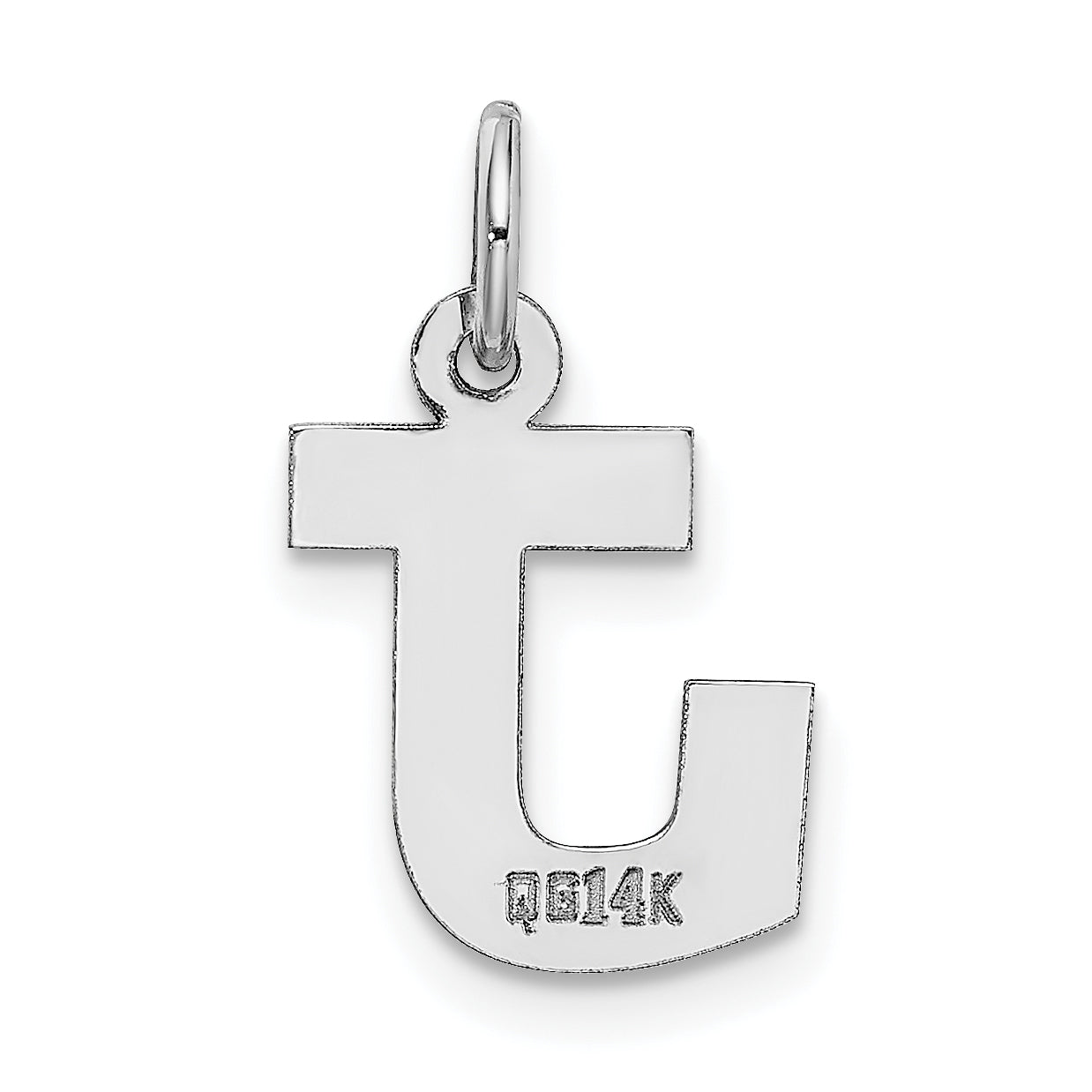 14k White Gold 14KW Small Block Letter J Initial Charm