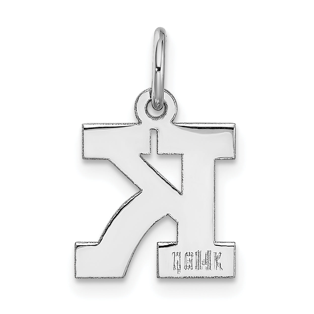 14k White Gold 14KW Small Block Letter K Initial Charm