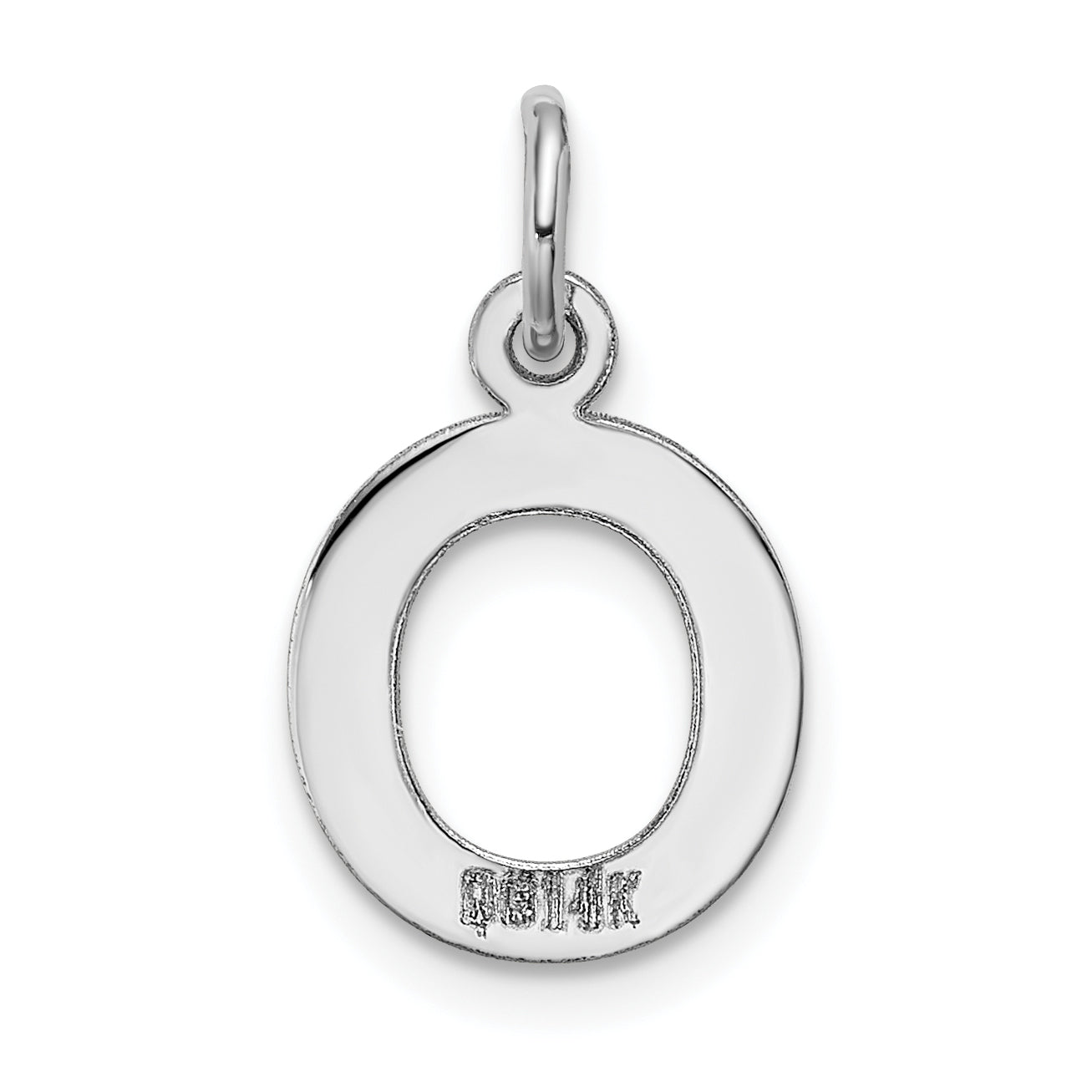 14k White Gold 14KW Small Block Letter O Initial Charm