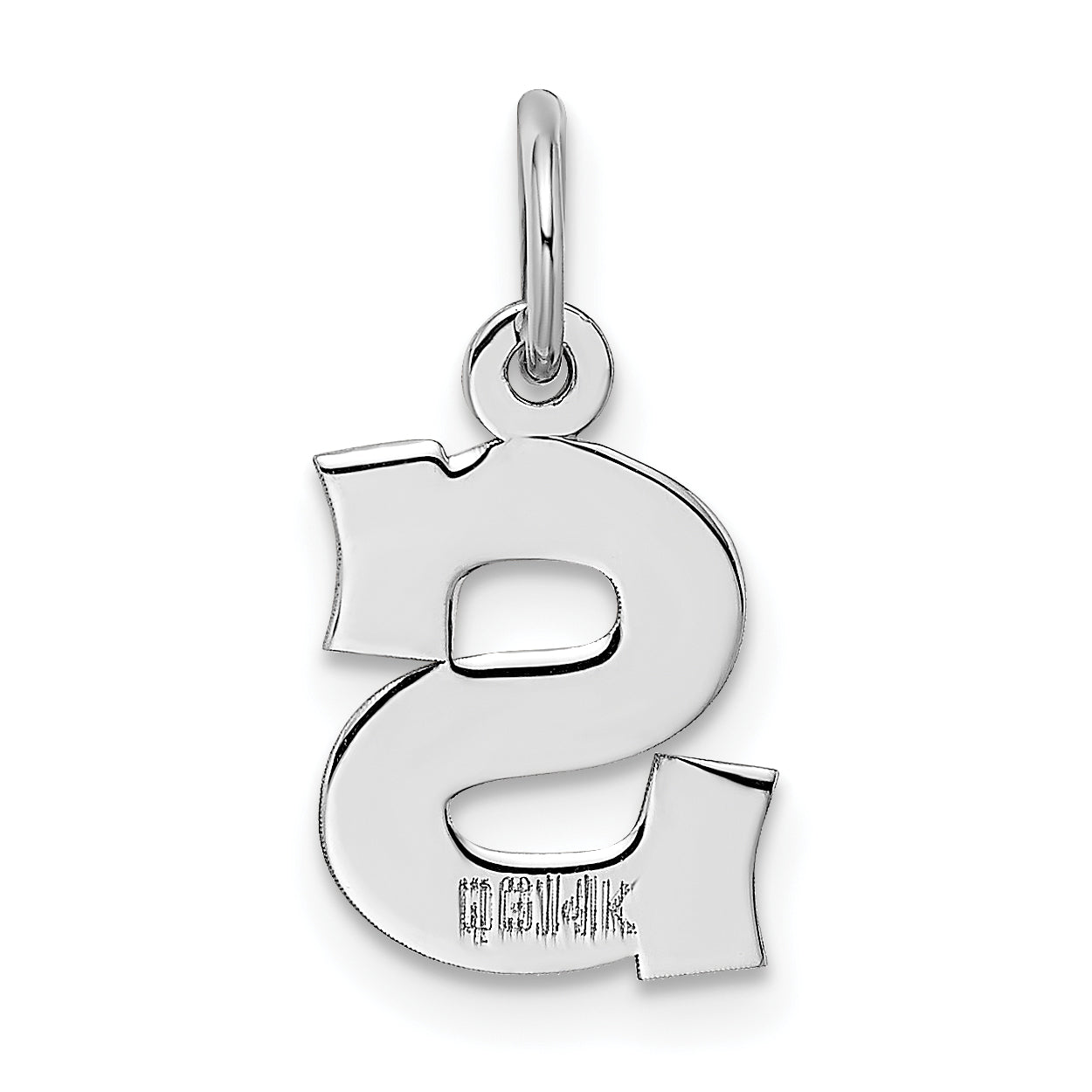 14k White Gold 14KW Small Block Letter S Initial Charm