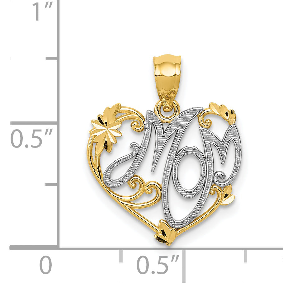 14k Yellow & Rhodium 14k and Rhodium MOM Pendant