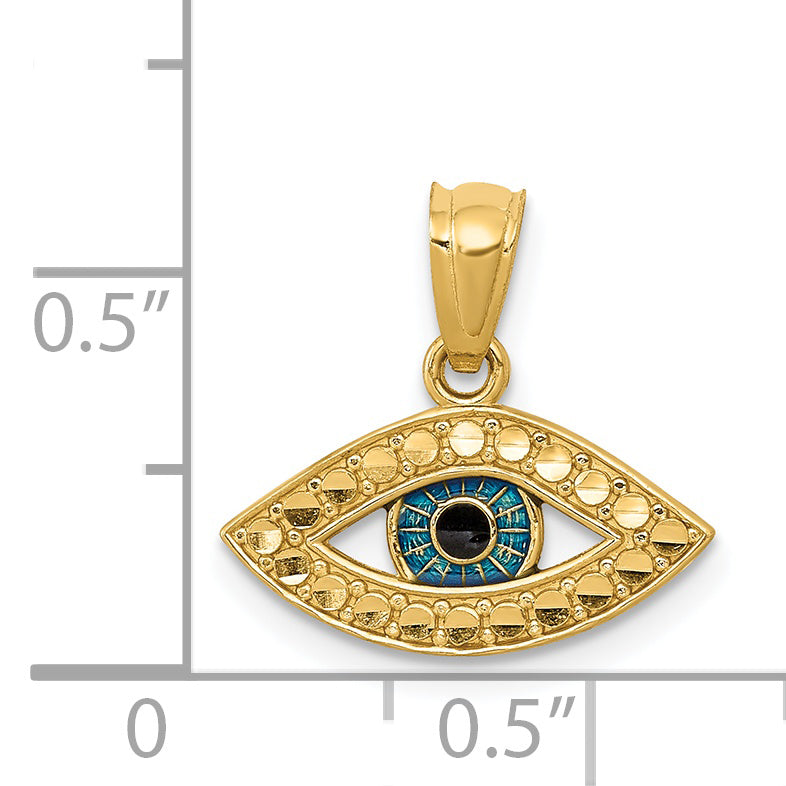 14k Yellow Gold 14K Enameled Eye Pendant