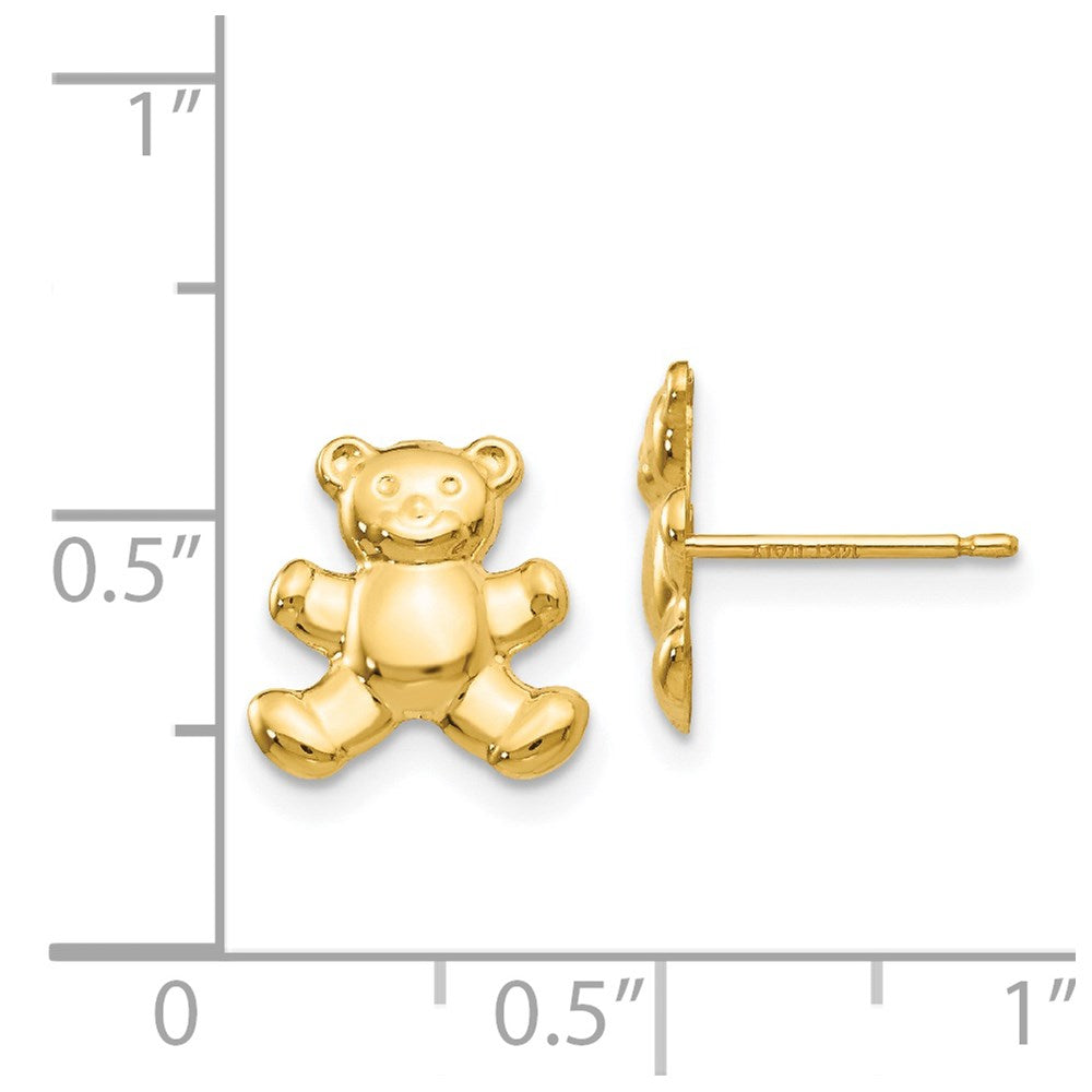 14K Yellow Gold Teddy Bear Post Earrings