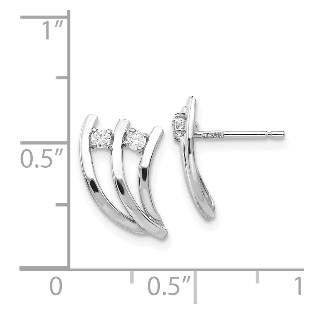 14K White Gold Polished Fancy Cz Post Earrings