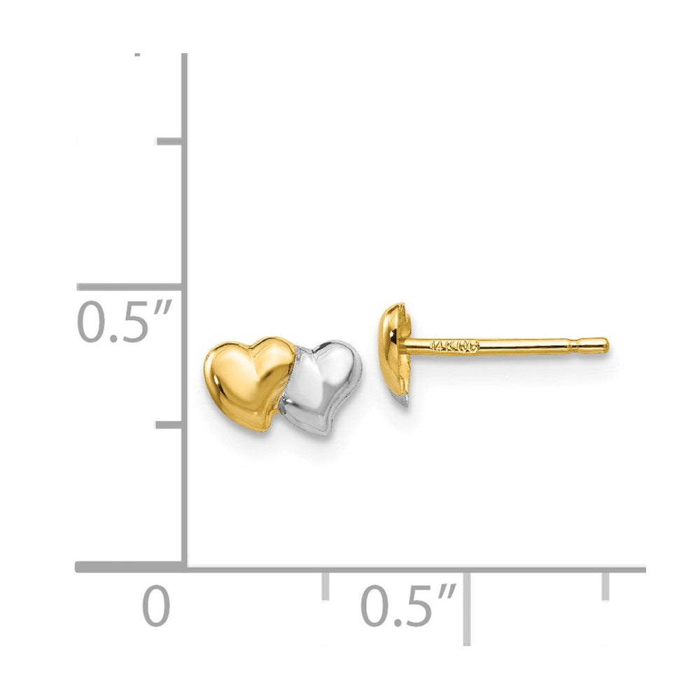 14K Yellow & Rhodium With Polished Heart Post Earrings