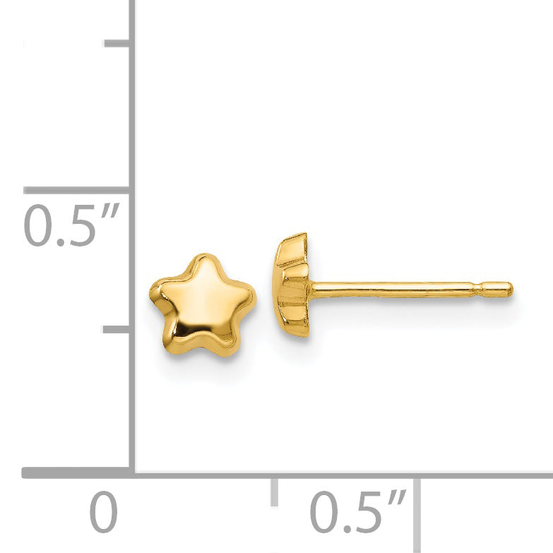 14K Yellow Gold Polished Star Post Earrings