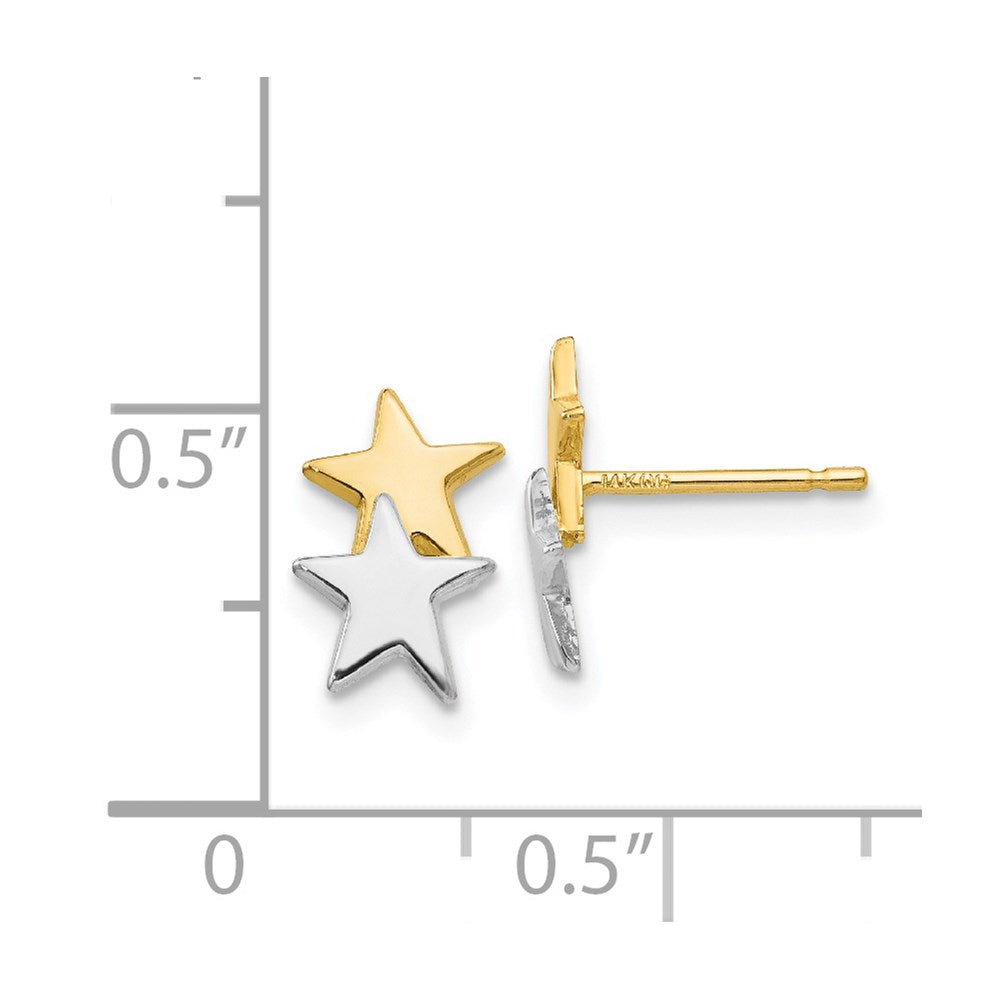 14K Yellow & Rhodium With Polished Star Post Earrings