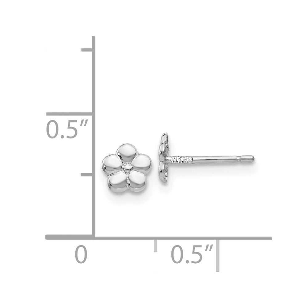 14K White Gold Polished Flower Post Earrings