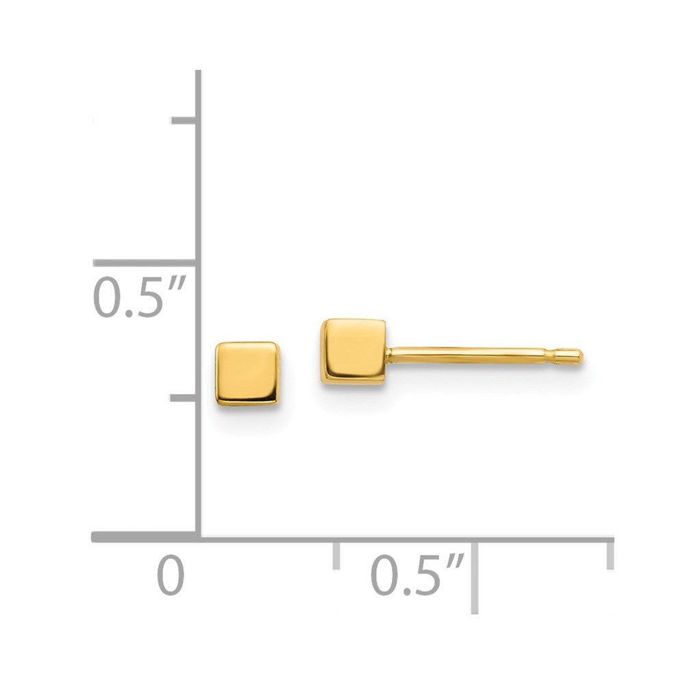 14K Yellow Gold Square Stud Earrings