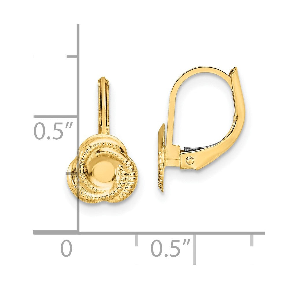 14K Yellow Gold Polished Love Knot Leverback Earrings