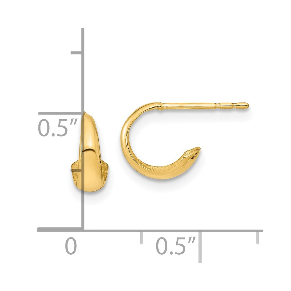 14K Yellow Gold Polished Hoop Post Earrings