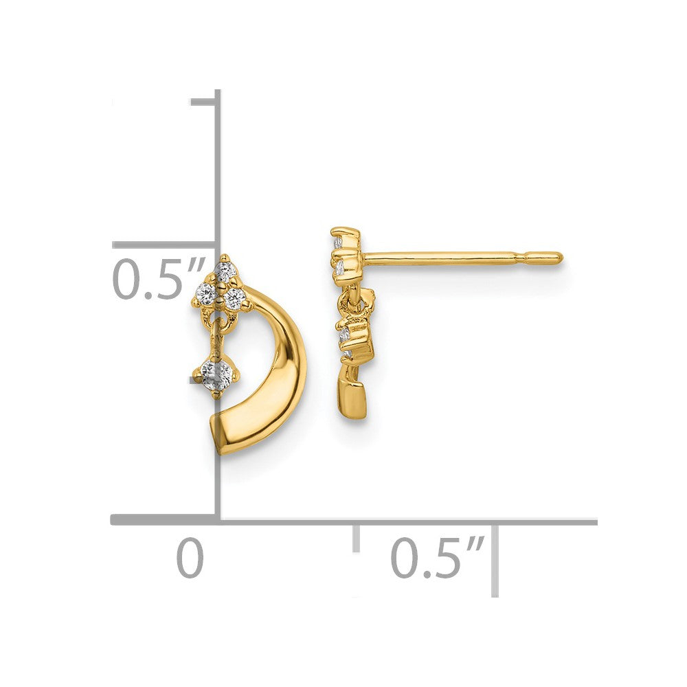 14K Yellow Gold Cz Post Earrings