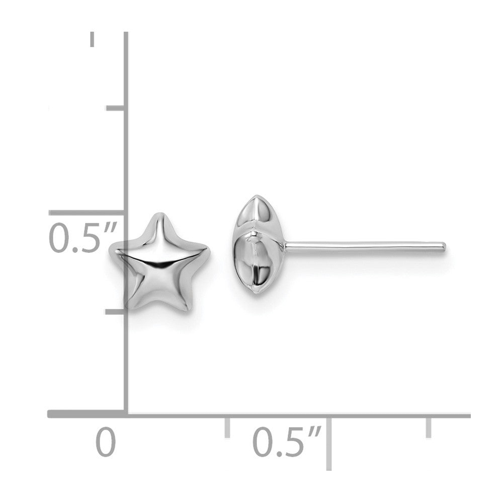 14K White Gold Polished Small Puffed Star Post Earrings