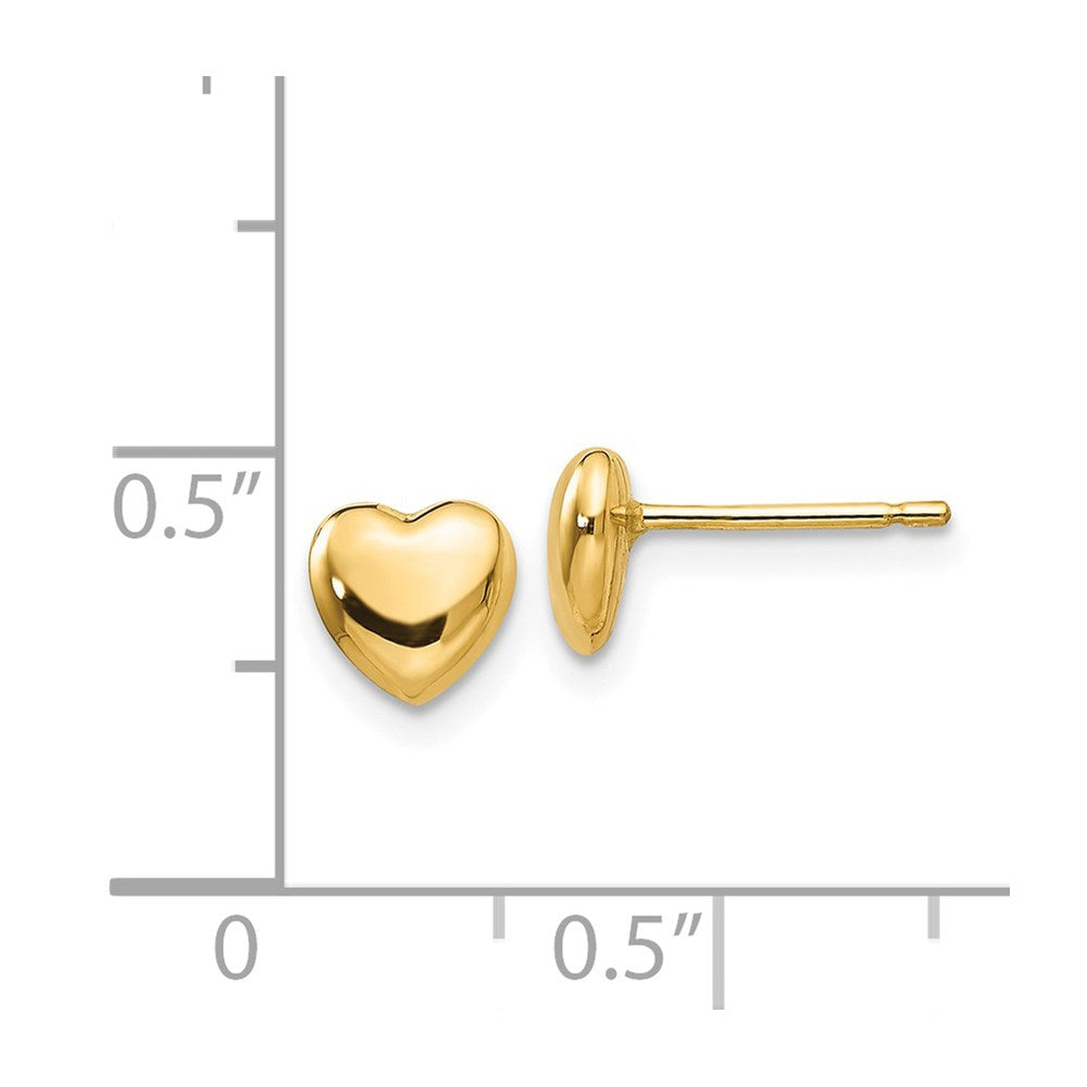 14K Yellow Gold Polished Heart Post Stud Earrings