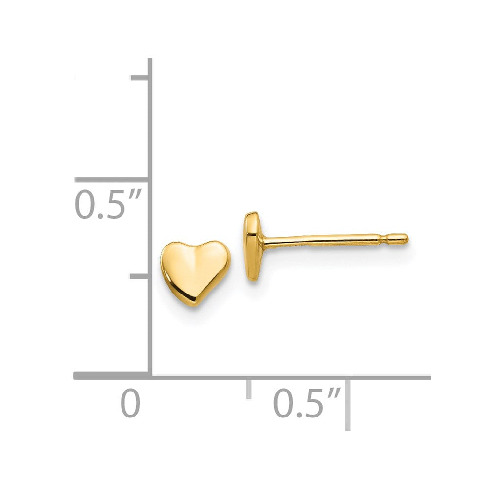 14K Yellow Gold Polished Heart Post Stud Earrings
