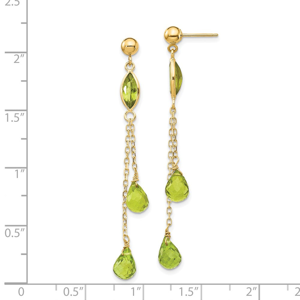 14K Yellow Gold Peridot Dangle Earrings