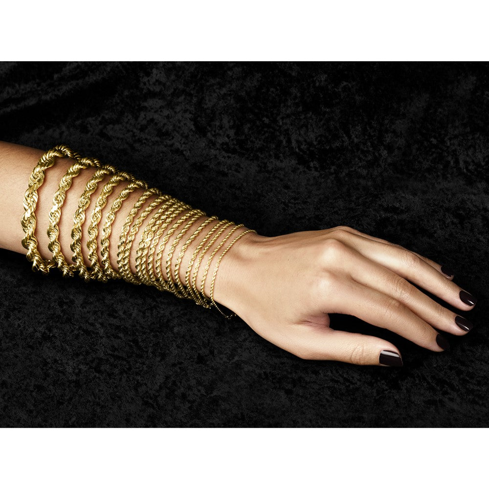 14k Yellow Gold 22 inch 10mm Diamond-cut Rope with Fancy Lobster Clasp Chain Necklace