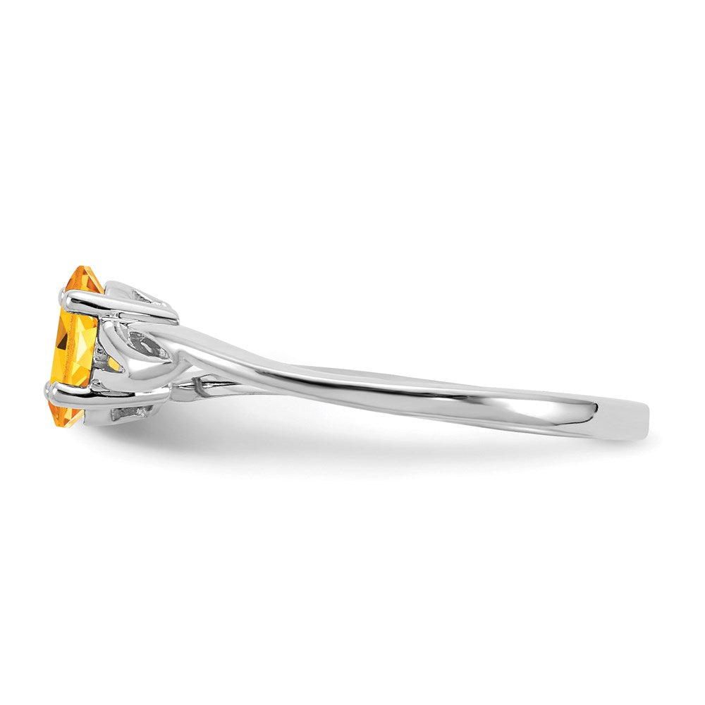 10k white gold polished geniune citrine birthstone ring 10xbr152