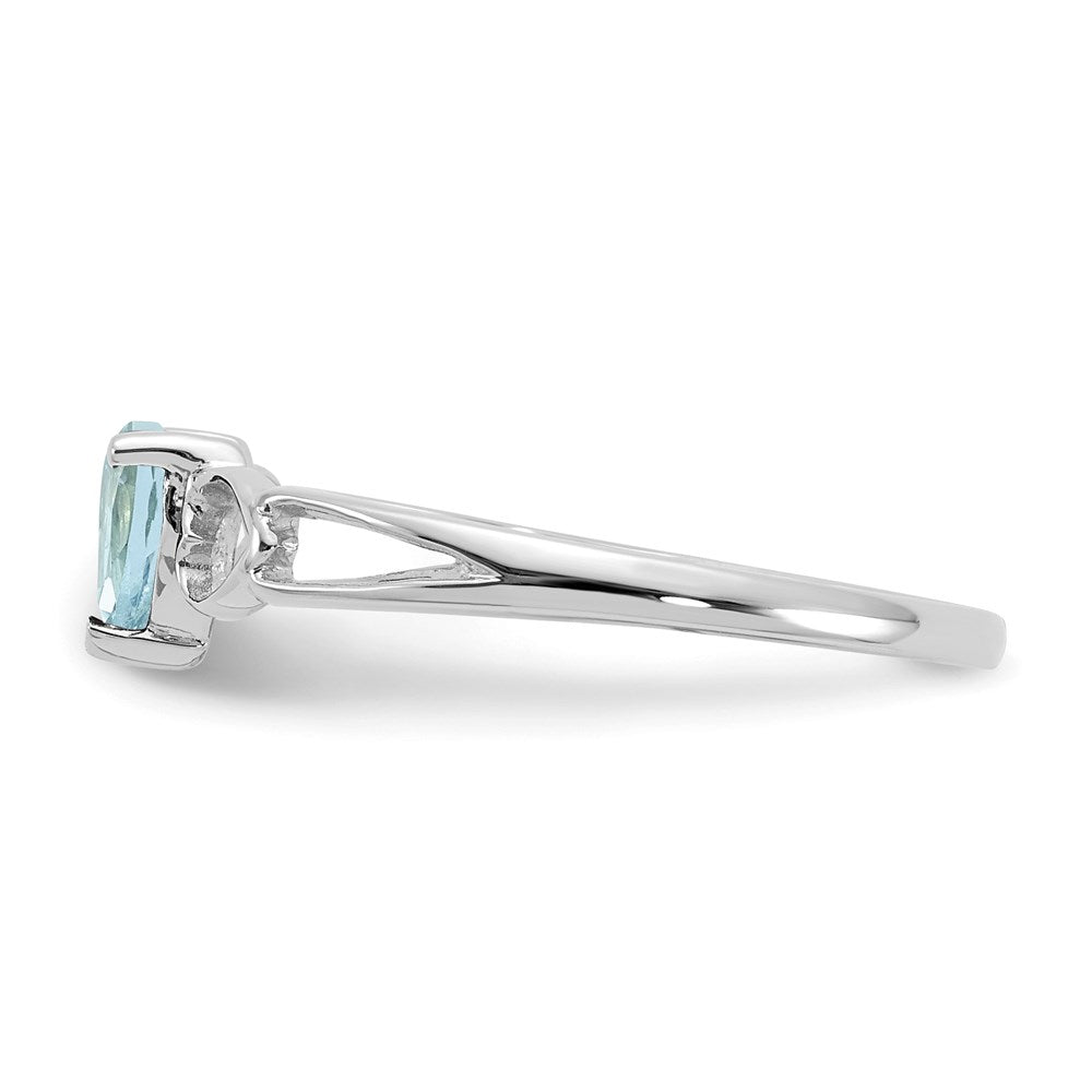 10k white gold polished geniune aquamarine birthstone ring 10xbr168