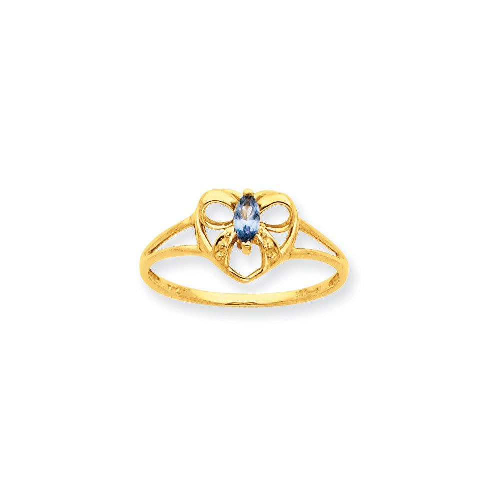 10k yellow gold polished geniune aquamarine birthstone ring 10xbr240