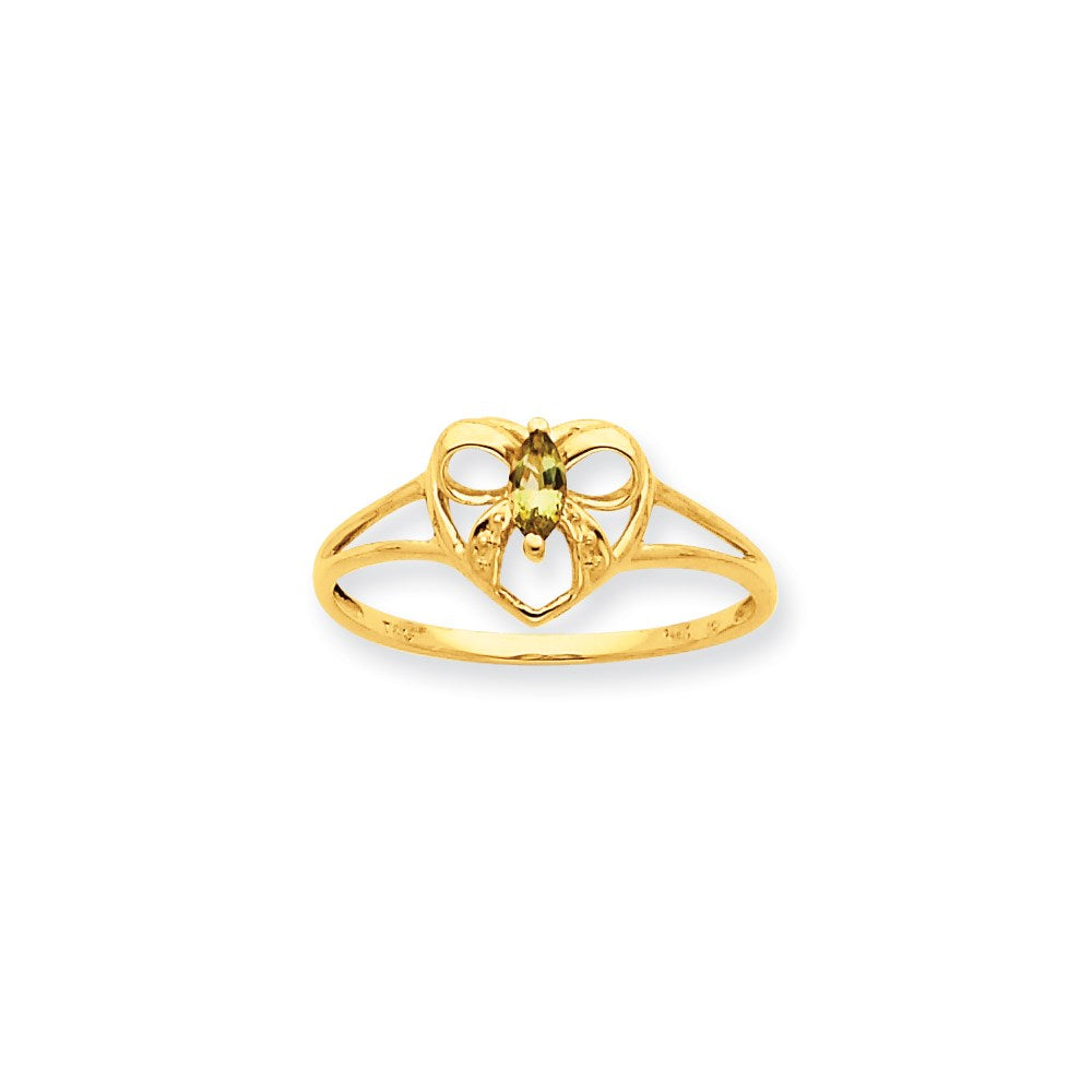 10k yellow gold polished geniune peridot birthstone ring 10xbr245