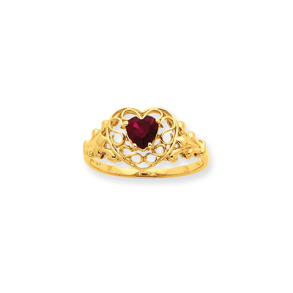 10k yellow gold polished geniune garnet birthstone ring 10xbr250