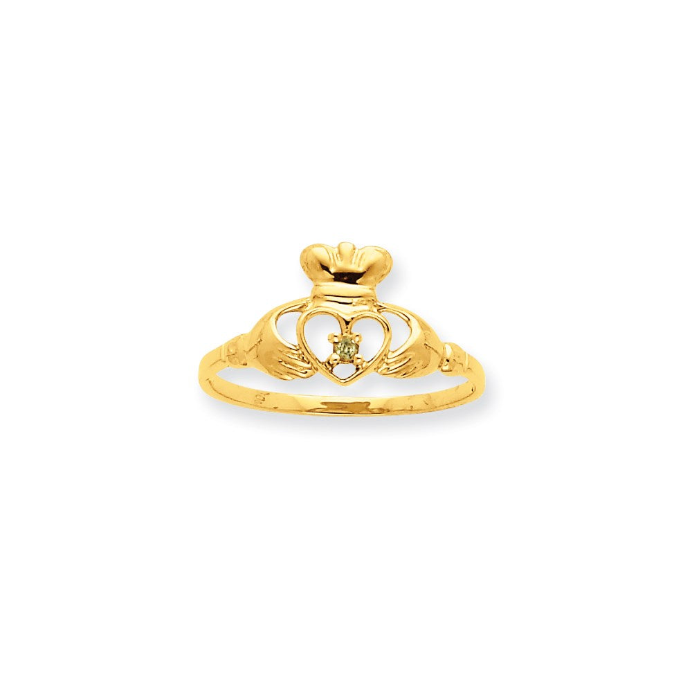 10k yellow gold polished geniune peridot birthstone ring 10xbr269