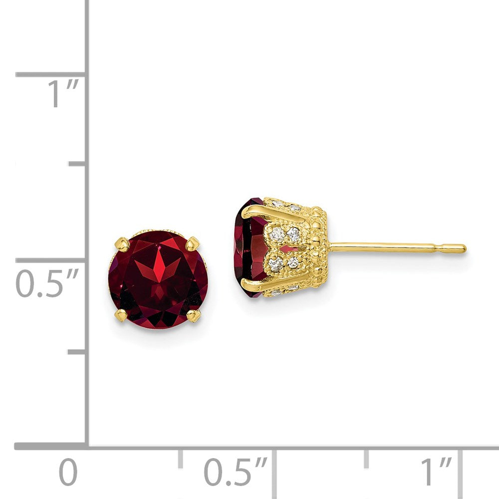10K Tiara Collection Polished Diamond Garnet Post Earrings