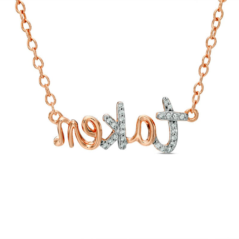 0.1 CT. T.W. Natural Diamond taken" Necklace in Sterling Silver with Rose Rhodium"