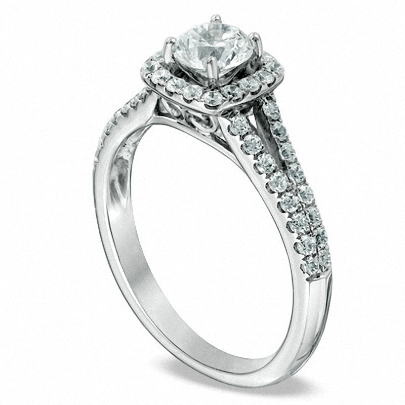 Previously Owned - Celebration FireÖ 1.0 CT. T.W. Natural Diamond Frame Engagement Ring in Solid 14K White Gold (H-I/SI1-SI2)