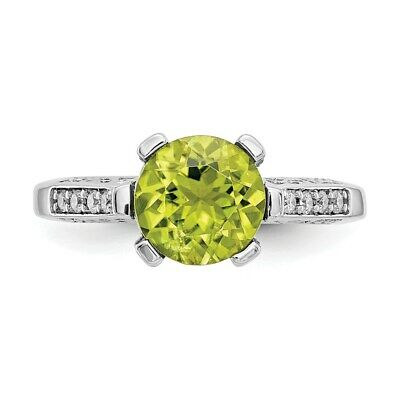 Real Diamond u0026 8x8mm Peridot Birthstone Gemstone Engagement Ring in 14K White Gold