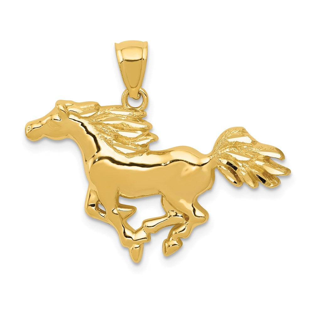 14k Yellow Gold Polished Horse Pendant
