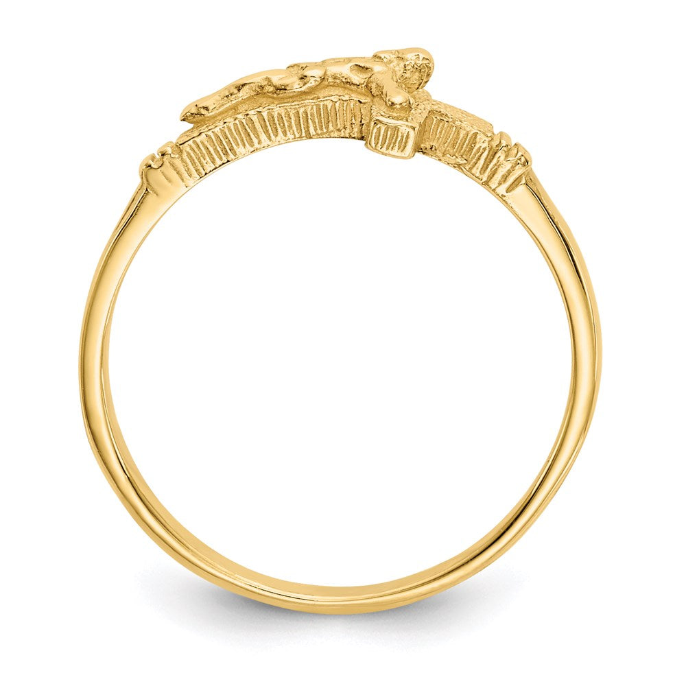 14k yellow gold satin finish childs crucifix ring k3847