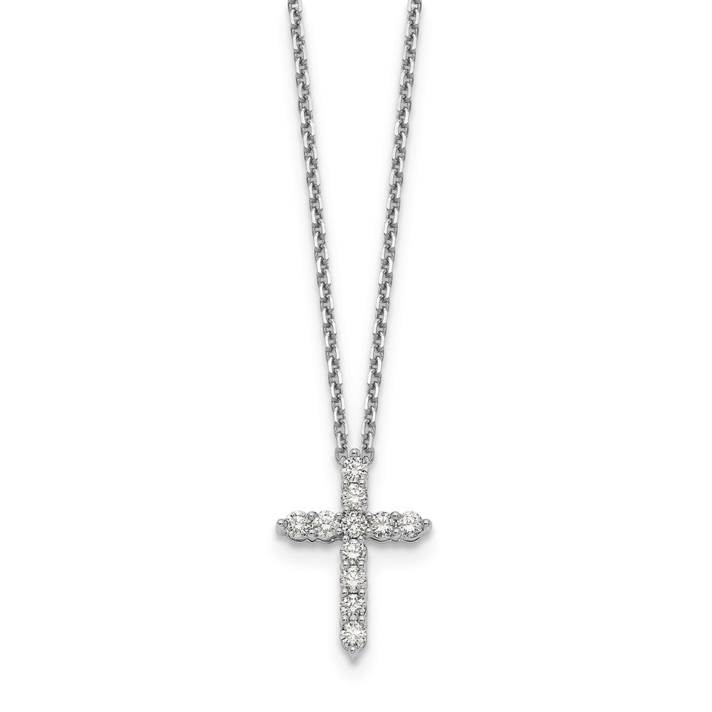 14k white gold real diamond cross pendant pm1000 050 waa