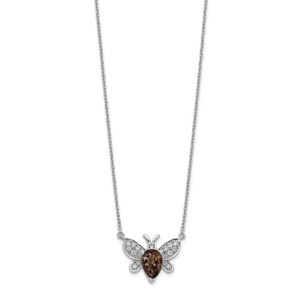 14k white gold real diamond gemstone bee necklace pm3759 sq 025 wa