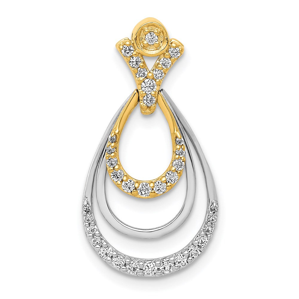 14k two tone gold 1 4ct real diamond triple teardrop pendant pm3822 025 ywa