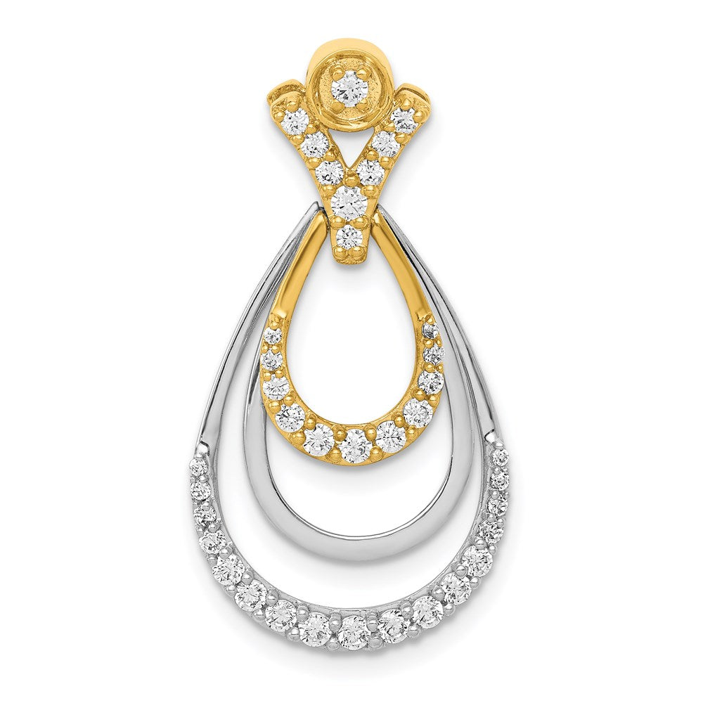 14k two tone gold 1 2ct real diamond triple teardrop pendant pm3822 050 ywa